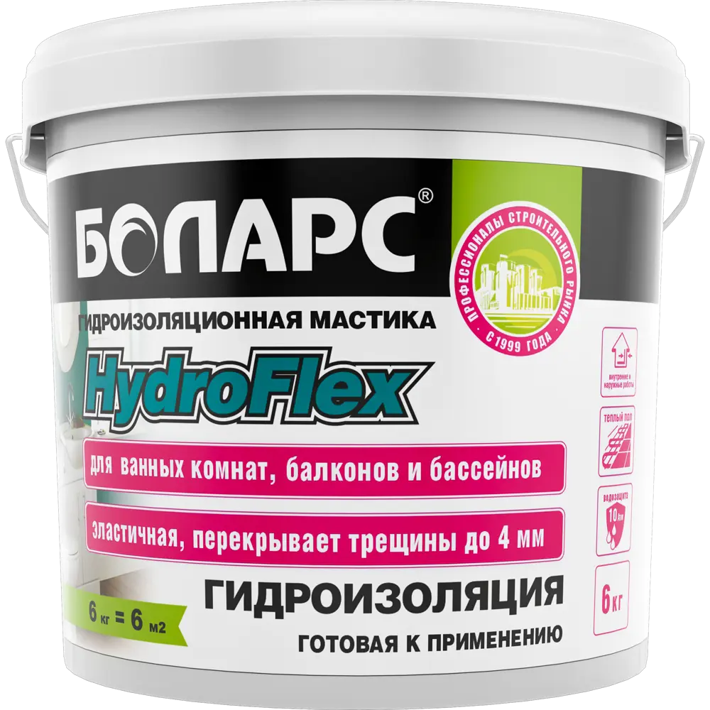 16843301 Гидроизоляция полимерная Боларс HydroFlex 6 кг STLM-0007207