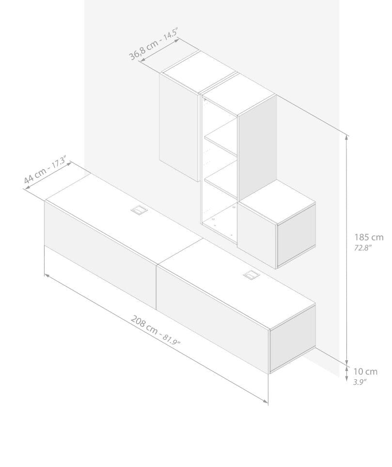 Модульная оборудованная стена установленная стеной в меламинированном Mobili Fiver Easy ARCH-00044646 - Вид №58