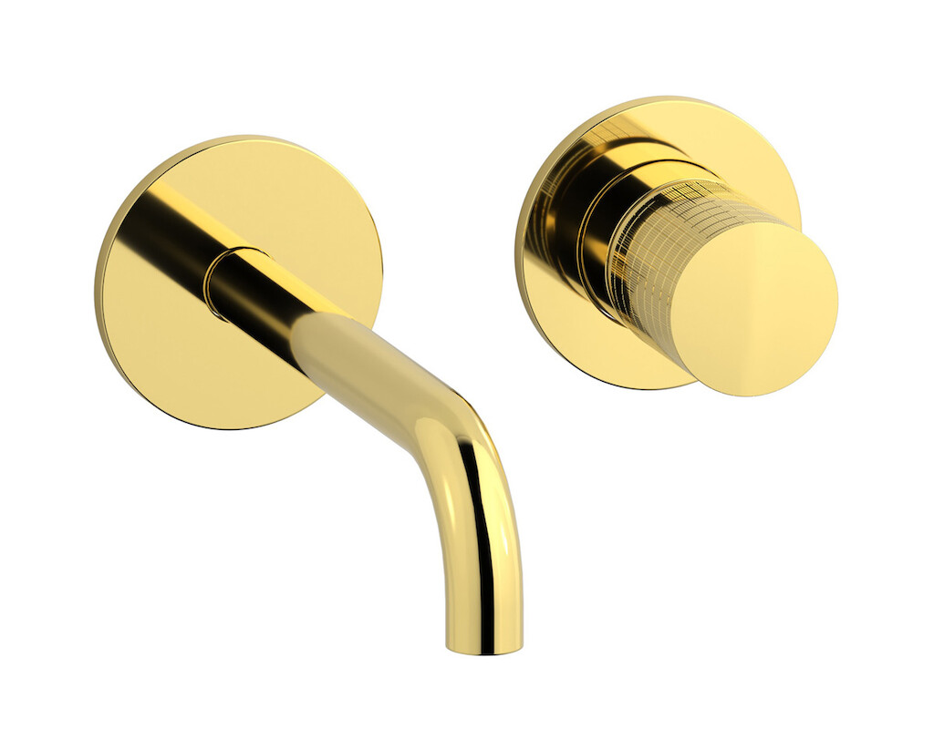 Встроенный в стену смеситель для раковины на 2 отверстия в комплекте с донным клапаном WE ARE IB ga406oo Gold Gatsby