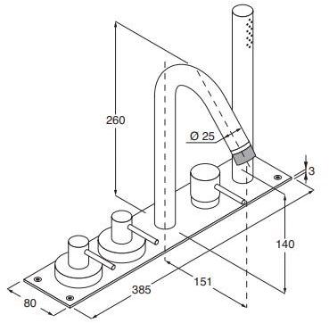 Boffi Смеситель для ванны из нержавеющей стали с ручным душем Minimal sun-id-1475186 - Вид №1