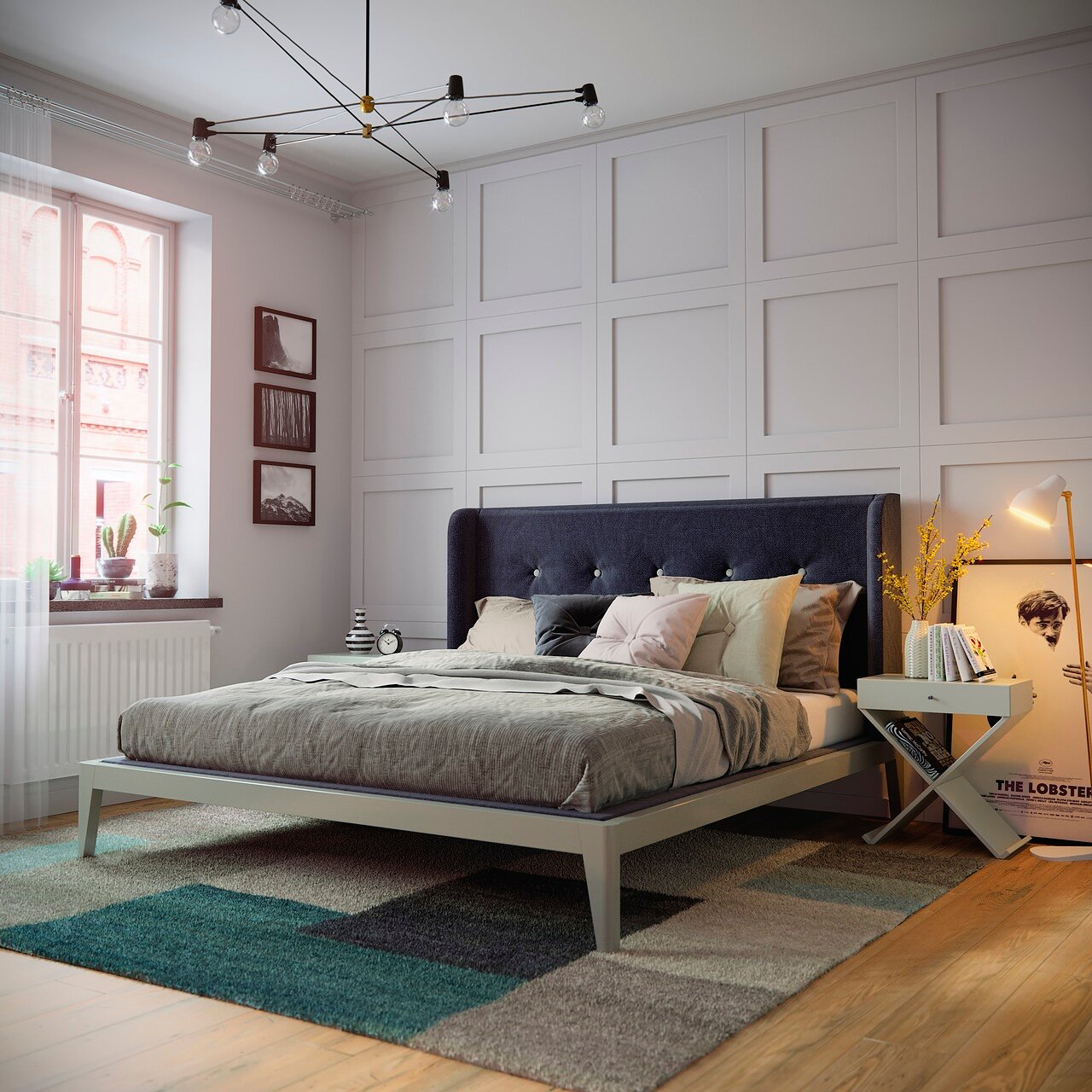 Кровать двуспальная с мягким изголовьем 180x200 темно-синяя Fly soft new BRAGIN DESIGN ДИЗАЙНЕРСКИЕ 256419 Белый;синий  - Вид №3
