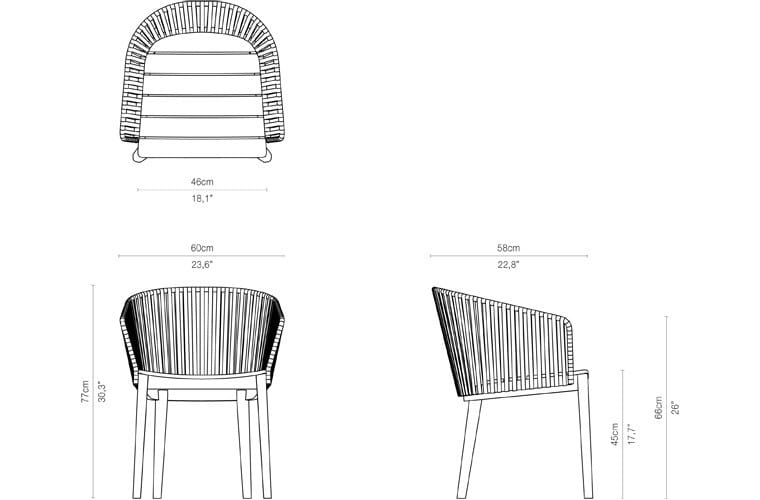 Стул для сада из тикового дерева с подлокотниками TRIBÙ Mood ARCH-00068462 - Вид №4