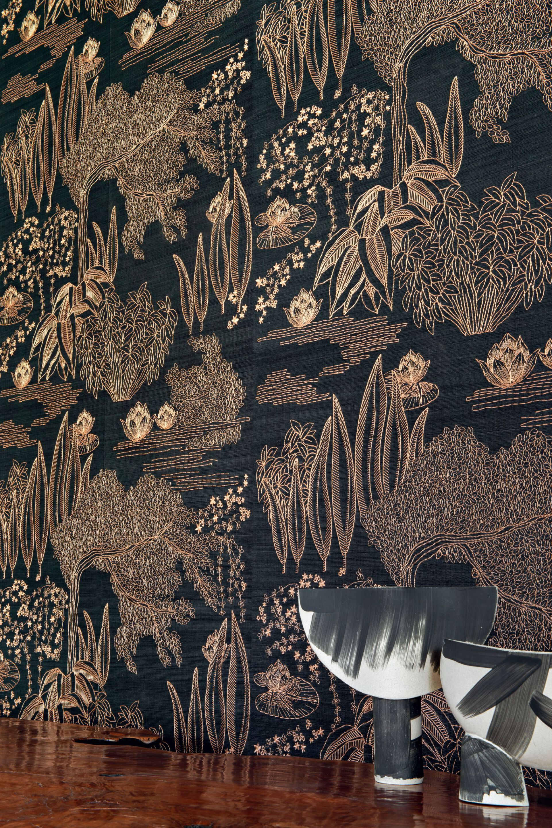 Сизаль вышитая настенная ткань Casamance Hikari ARCH-00096714 - Вид №2