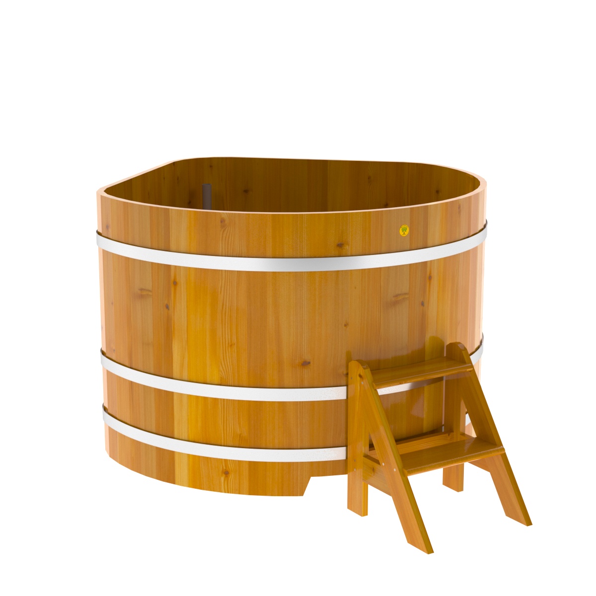 2318 Купель угловая из лиственницы Рустик 1,37х1,37х1,0 натуральная Alyarus  - Вид №1