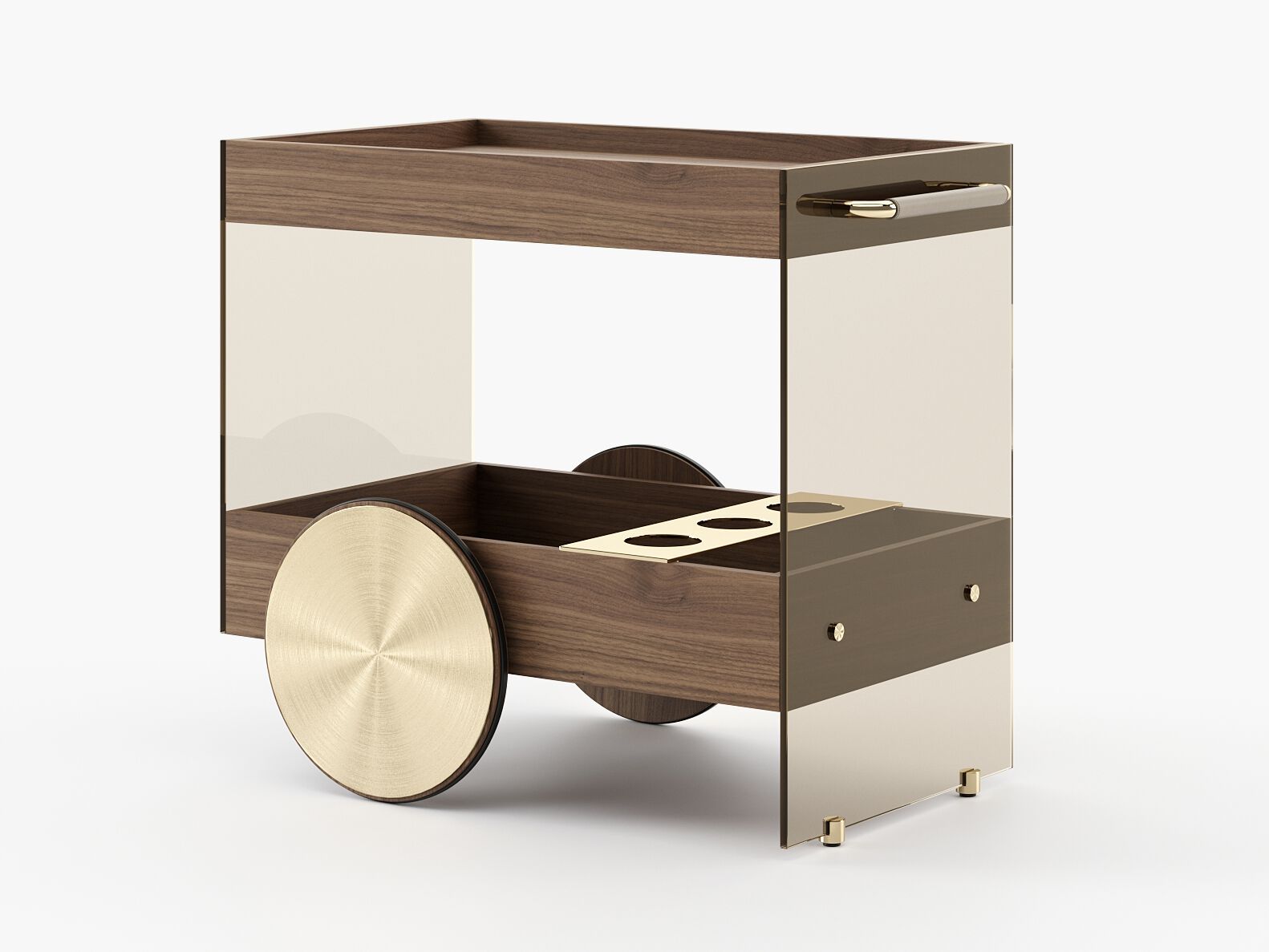 Деревянная и стеклянная тележка для еды Laskasas Essence ARCH-00090903