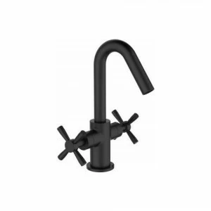 Orange Mia M34-011B двухзахватный смеситель для раковины c поворотным изливом , цвет: черный матовый Черный матовый