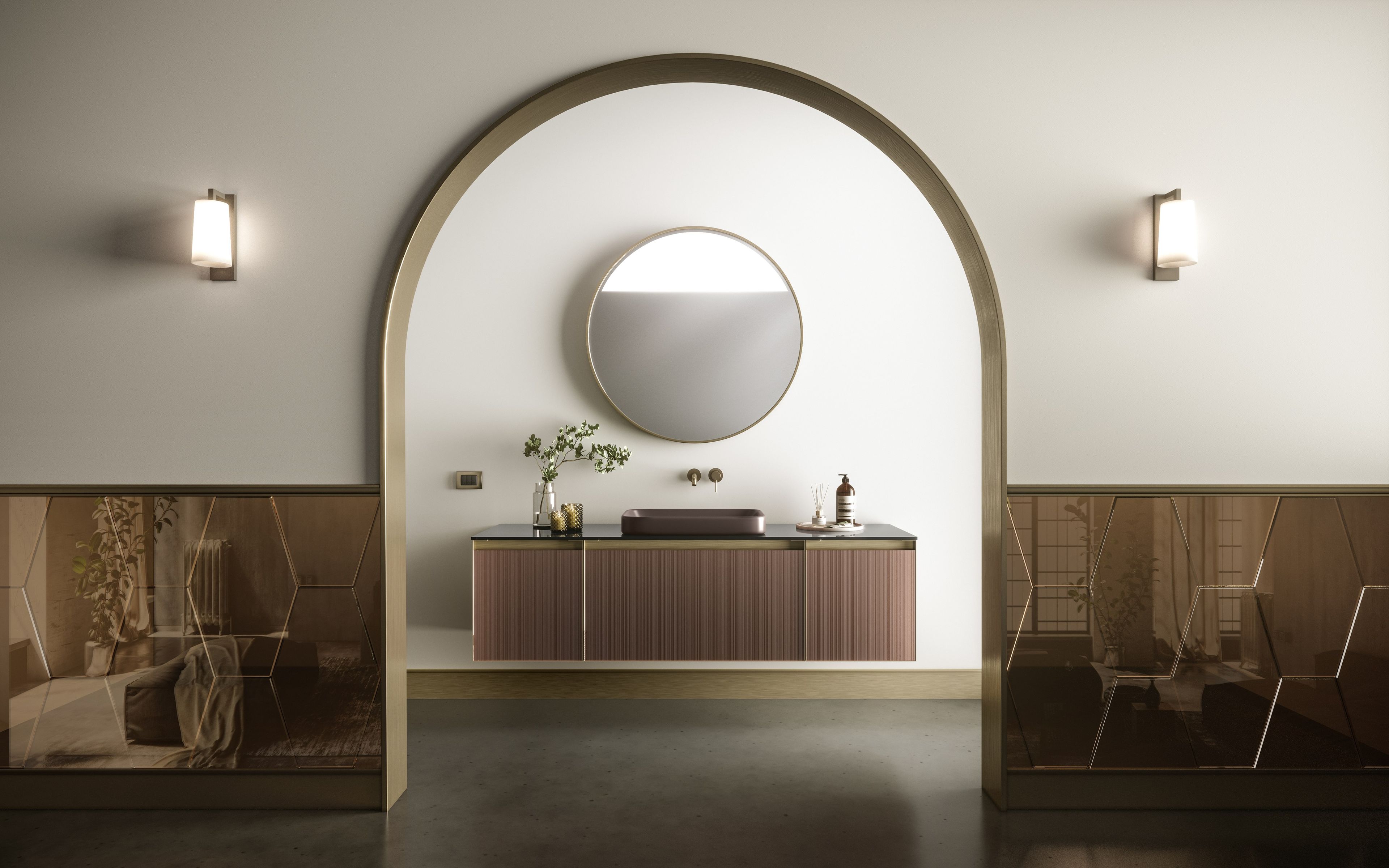 Окрашенный гравированный Кристалл секционный шкаф для ванной комнаты ARTELINEA +SKIN ARCH-00065897 - Вид №1