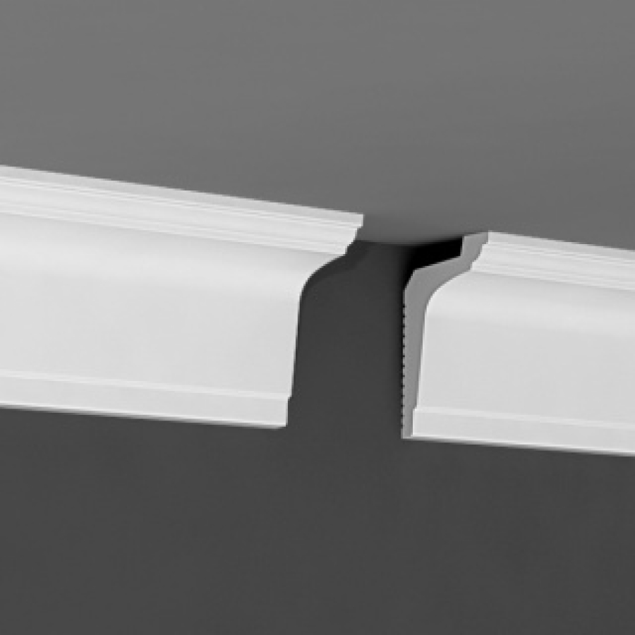 Плинтус потолочный Де-Багет П 08 50/80 (под натяжной потолок,скрытое освещение) (35 шт) Экструдированный STSR-2101