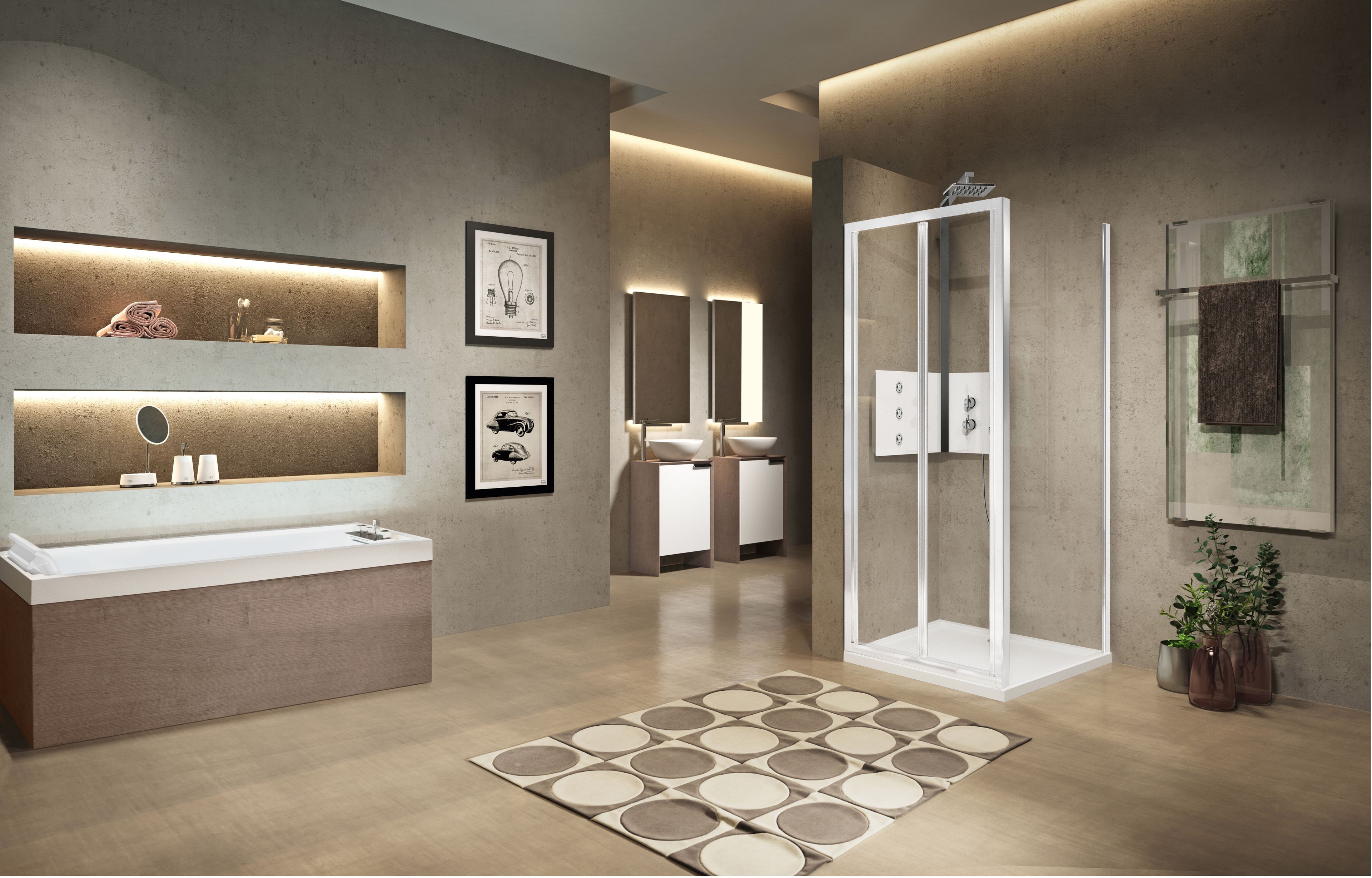 Нишевая душевая кабина с сильфонной дверью Novellini Lunes ARCH-00137698 - Вид №1