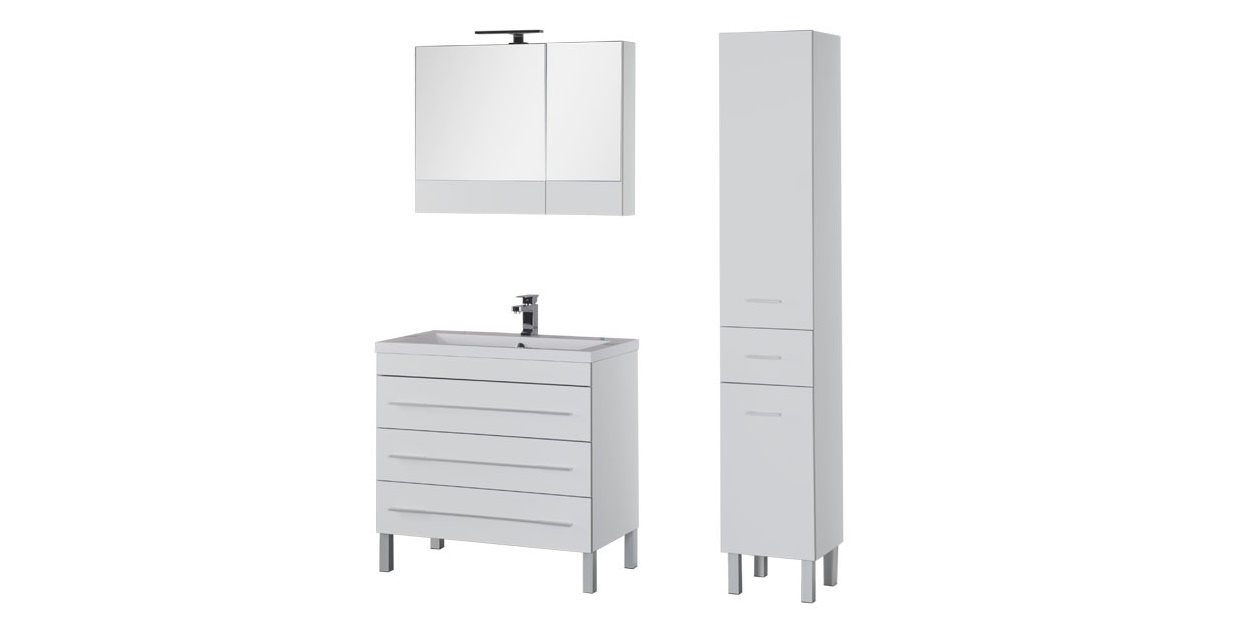 Комплект мебели Aquanet Верона 90 белый (напольный 3 ящика) 00178510 - Вид №1