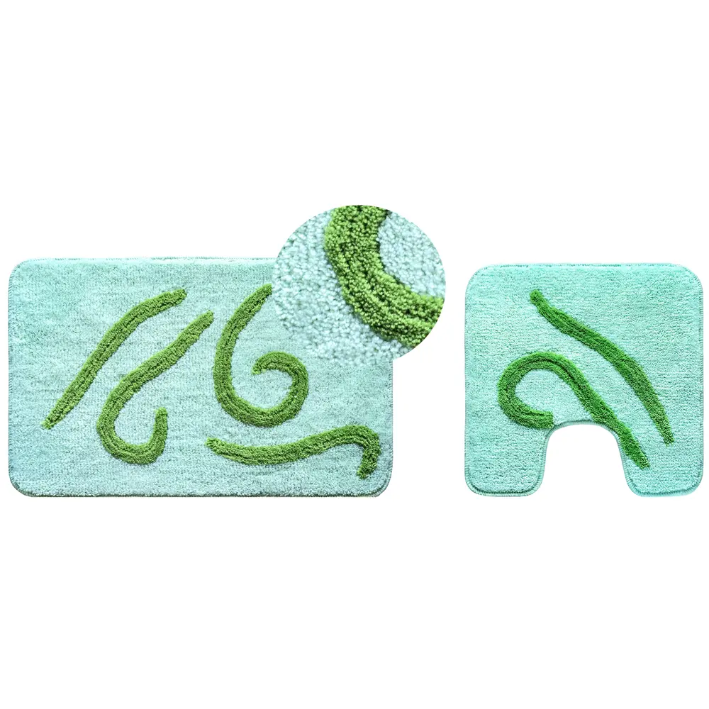 Коврик для туалета Узоры, 50х50 см, цвет зелёный АКВАЛИНИЯ ворс STLM-2123627 - Вид №1