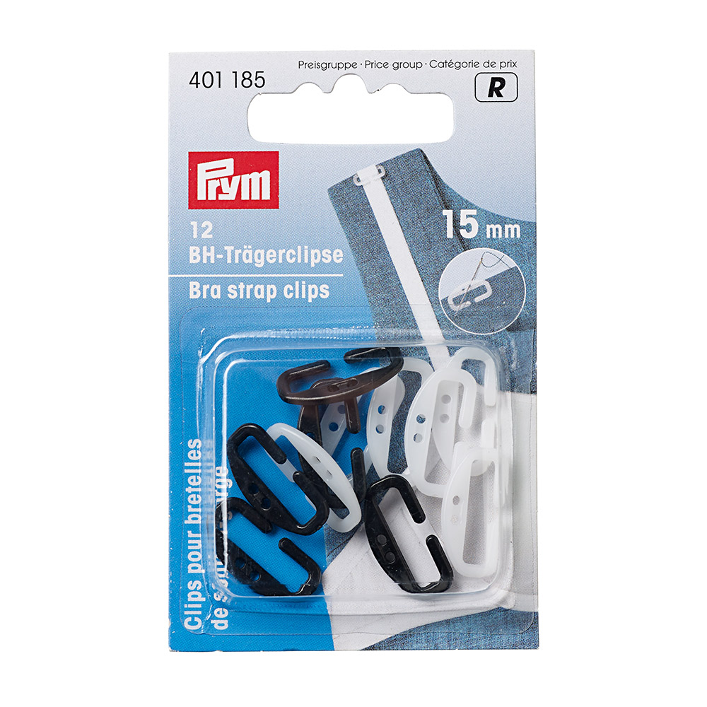 401185 Фурнитура Держатель для бретелей пластик 10 мм 15 мм 12 шт черный / белый PRYM 