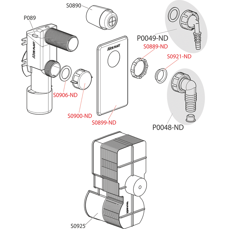 Сифон для стиральной машины под штукатурку, белый ALCAPLAST APS4 - Вид №2