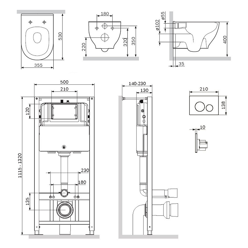 IS49051.801701 Комплект инсталляция с клав Pro L глянц хром с подвесным унитазом FlashClean с с AM.PM Like - Вид №5