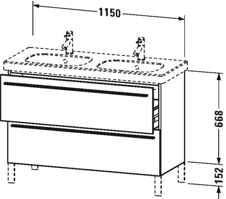 XL651804040 Тумбочка напольная X-Large #XL6518 1150 x 470 мм Черный глянцевый лак Duravit - Вид №1