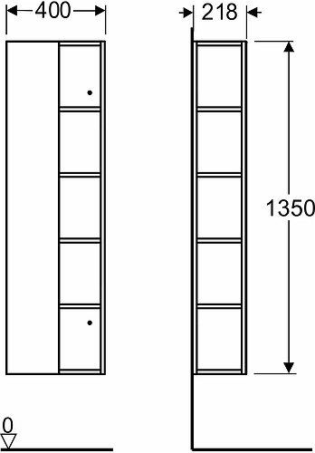 9742321111 IDO Elegant стеллаж, с зеркалом, 400 мм, белый - Вид №7