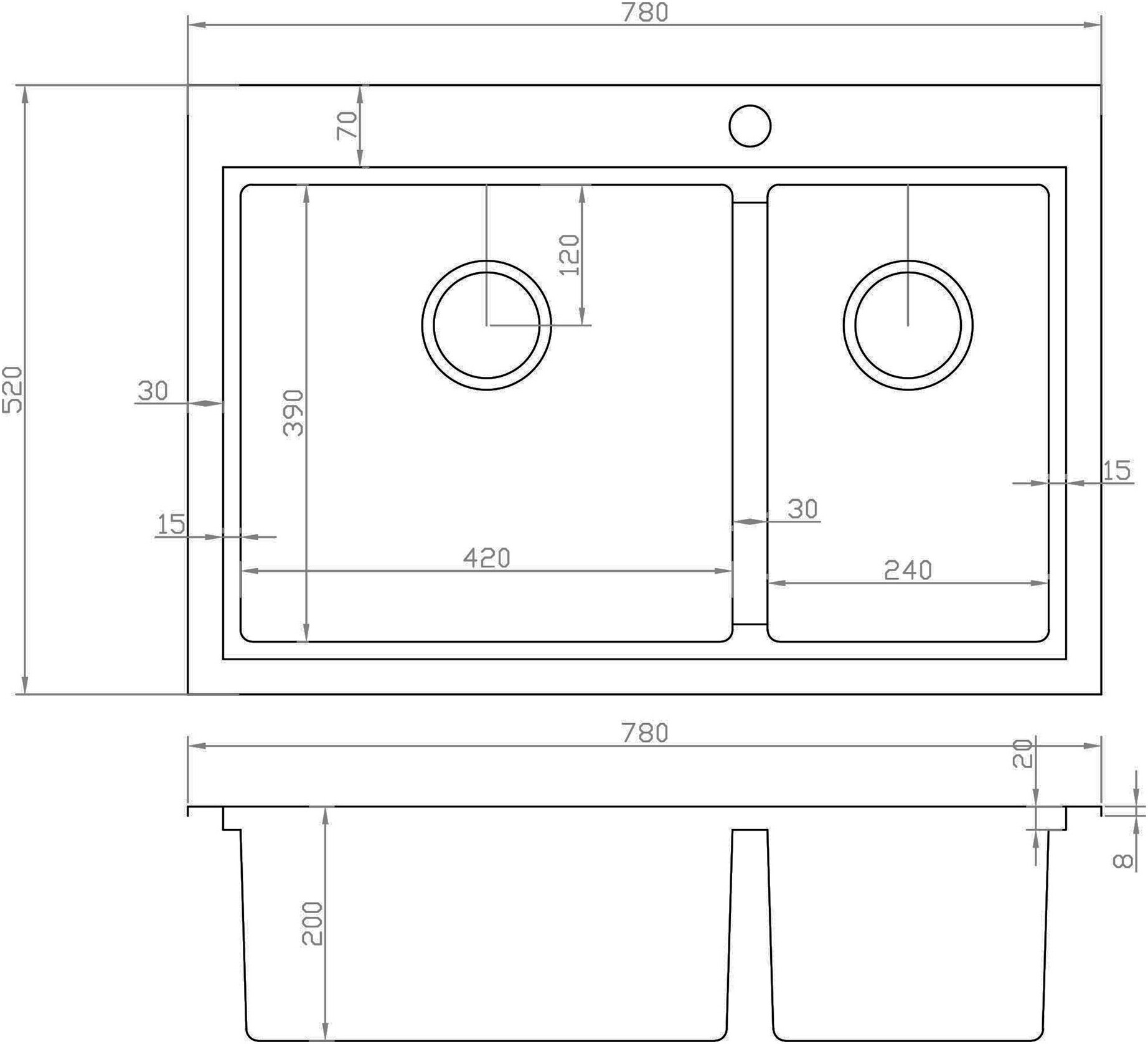 Мойка кухонная ZorG Master R ZM R-5278-L из нержавеющей стали, сталь - Вид №1