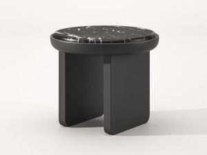 Круглый журнальный столик из черного мрамора Marquina