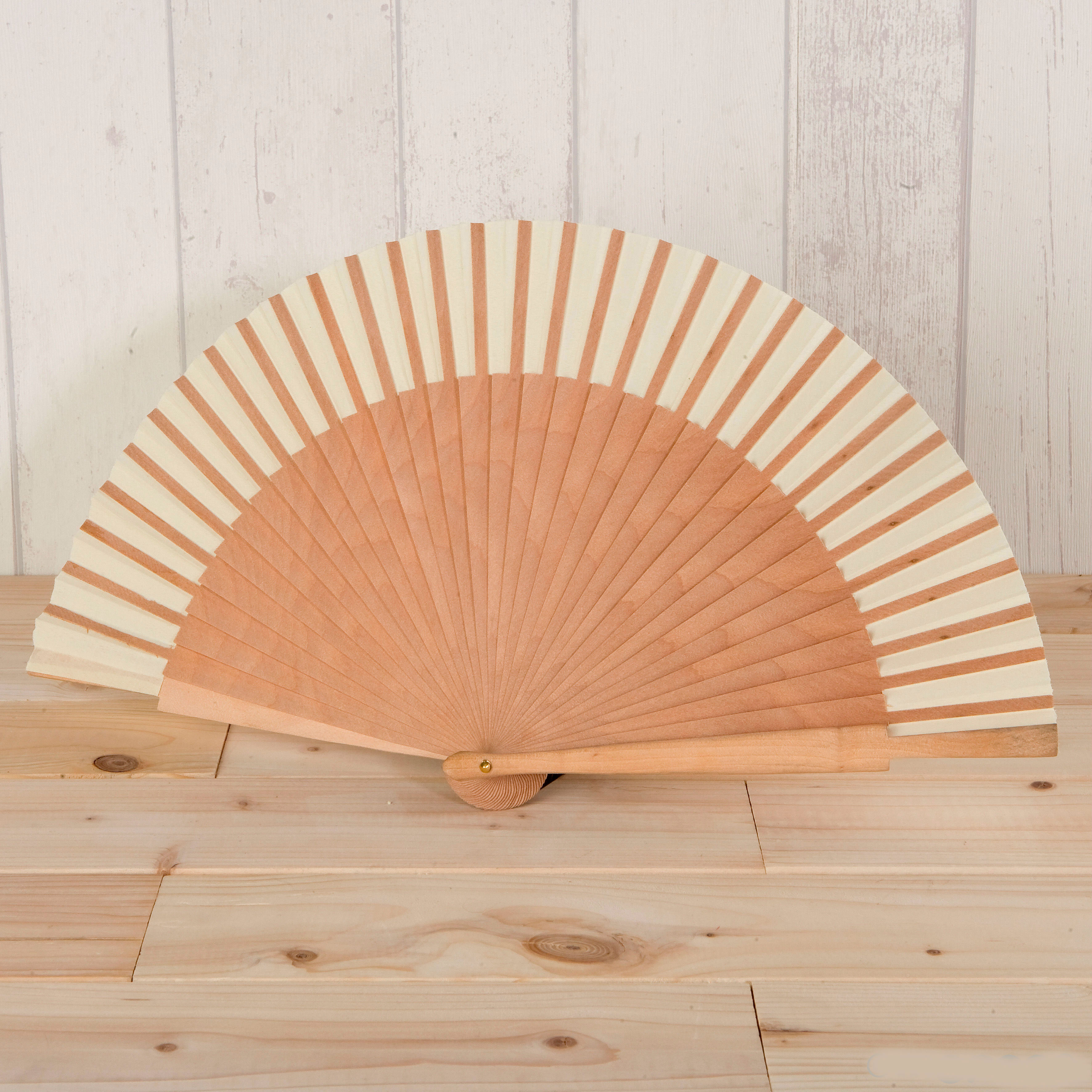 W193.23 Веер из ткани и дерева, 6 единиц. Dekoraniaevents Bodas Слоновая Кость 