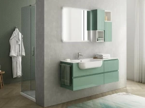 LEGNOBAGNO Тумба под умывальник, лакированная HPL, с вешалкой для полотенец Freedom lineare