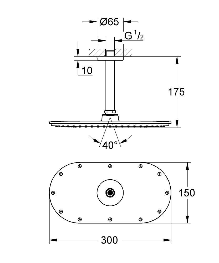 26059000 Верхний душ с кронштейном Grohe Rainshower Cosmopolitan хром - Вид №1