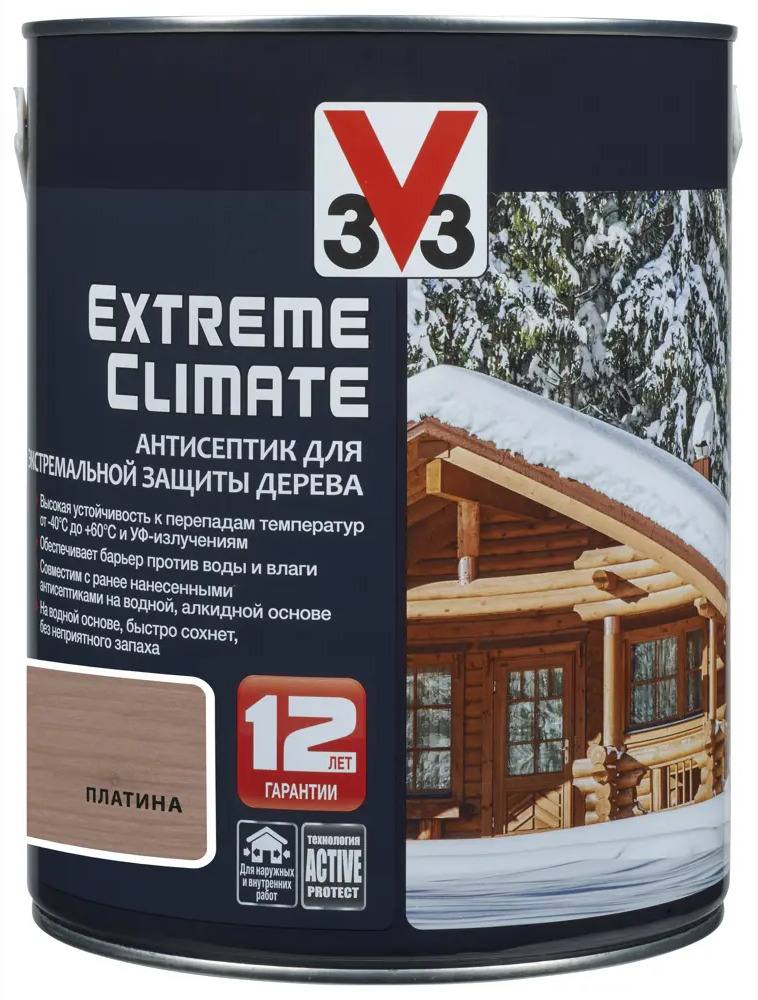 98294421 Антисептик акриловый для дерева V33 EXTREME CLIMATE матовый платина 2.5 л STLM-0854654