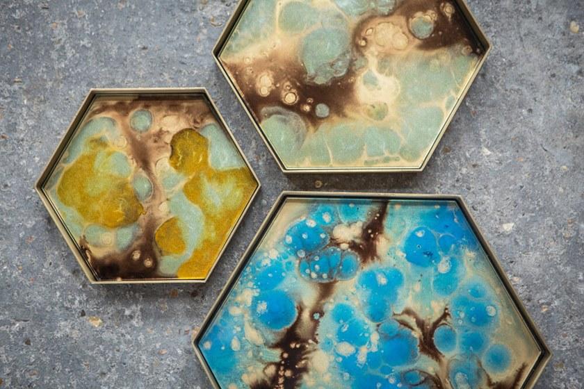 Ethnicraft Стеклянный поднос с ручной росписью Organics 20538 - Вид №2