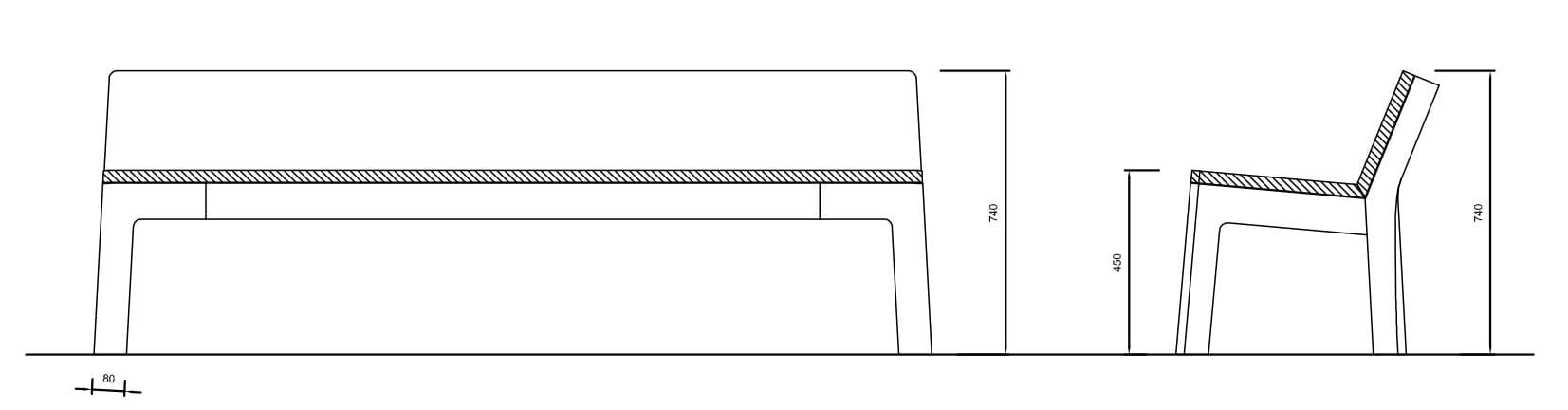Металлическая и деревянная скамья со спинкой amop Lugarcomum ARCH-00030965 - Вид №2