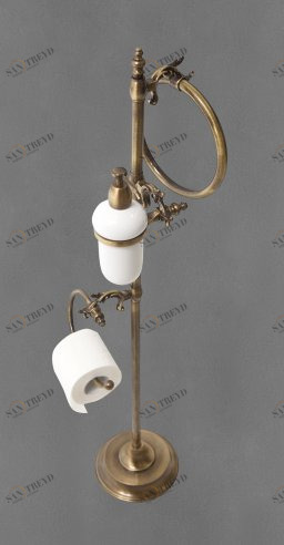 Стойка напольная с полотедержателем, диспенсером для жидкого мыла,держателем для туалетной бумаги ART&MAX BAROCCO AM-2164-Br