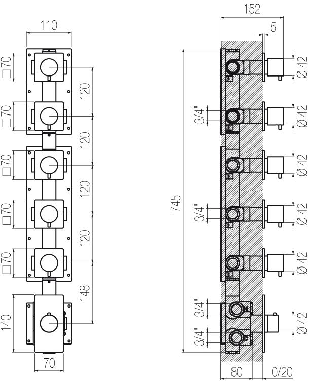 Radomonte Смеситель для душа из нержавеющей стали с переключателем Aico Ter58-a - Вид №1