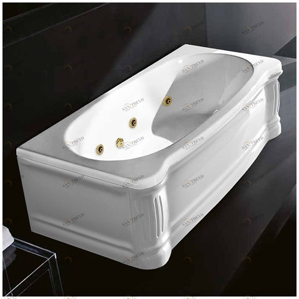 Ванна Gruppo treesse New Classic STD-V6777-DX белая с гидромассажем прямоугольная правая с золотой фурнитурой STDV6777DXGD