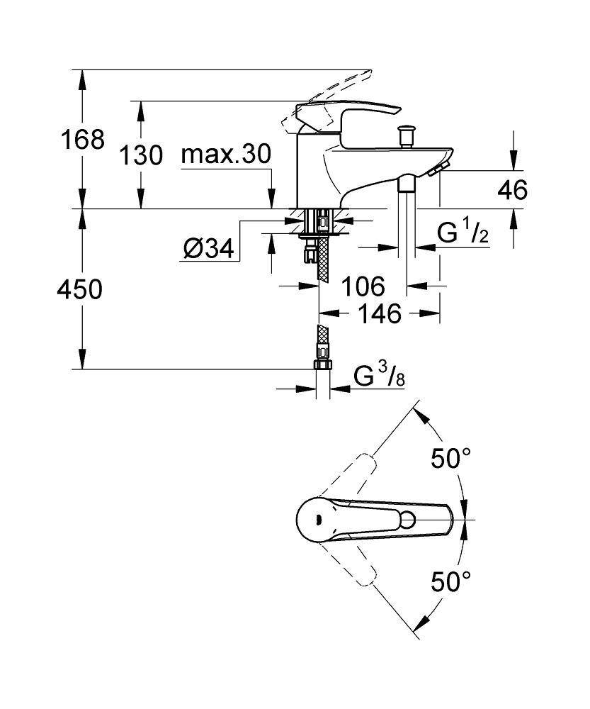 33614001 Смеситель для ванны Grohe Eurostyle хром - Вид №1