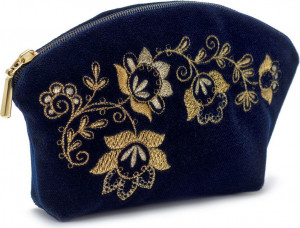 10660367 Торжокские золотошвеи Косметичка бархатная Торжокские золотошвеи "Весеннее настроение", синяя, 11х17см Бархат