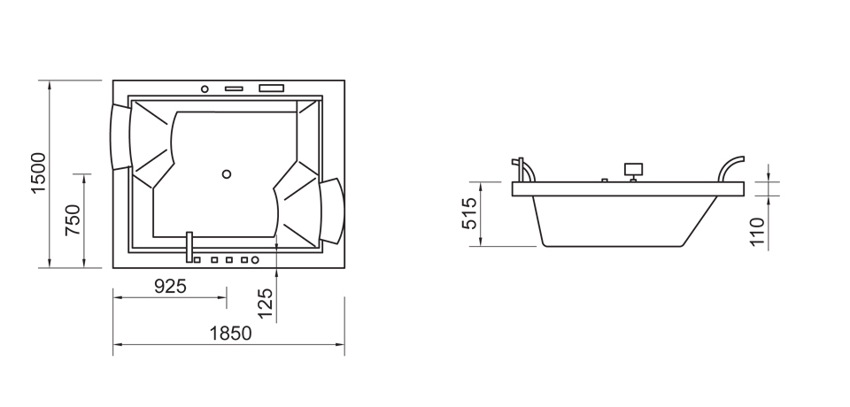 Гидромассажная ванна Wellis Nera Maxi E-Max™ TOUCH sun-id-296337 - Вид №1