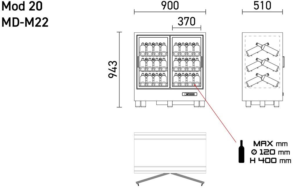 EXPO Алюминиевый винный шкаф со стеклянными дверцами Mod 20 Md-m22 / md-c22 - Вид №6
