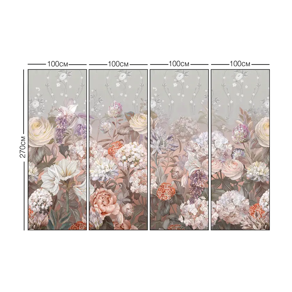 Фотообои Флористический коктейль флизелиновые, 400x270 см, L13-271 FBRUSH 3D FLIZART STLM-2097577 - Вид №3