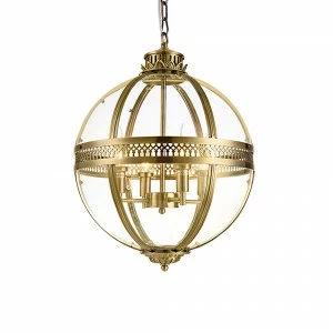 Светильник подвесной 63х43 см латунь Residential KM0115P-4M antique brass DELIGHT COLLECTION ДИЗАЙНЕРСКИЕ 00-3883055 Золото;прозрачный