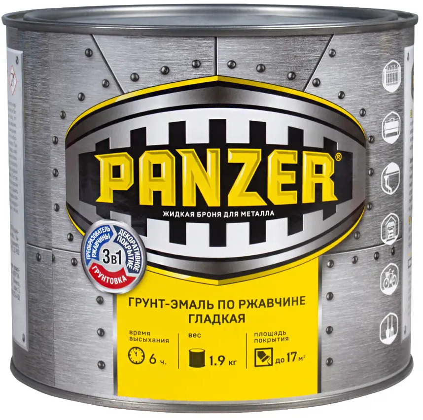 91262687 Грунт-эмаль по ржавчине Panzer 219857 1.9 кг цвет серый STLM-0526801