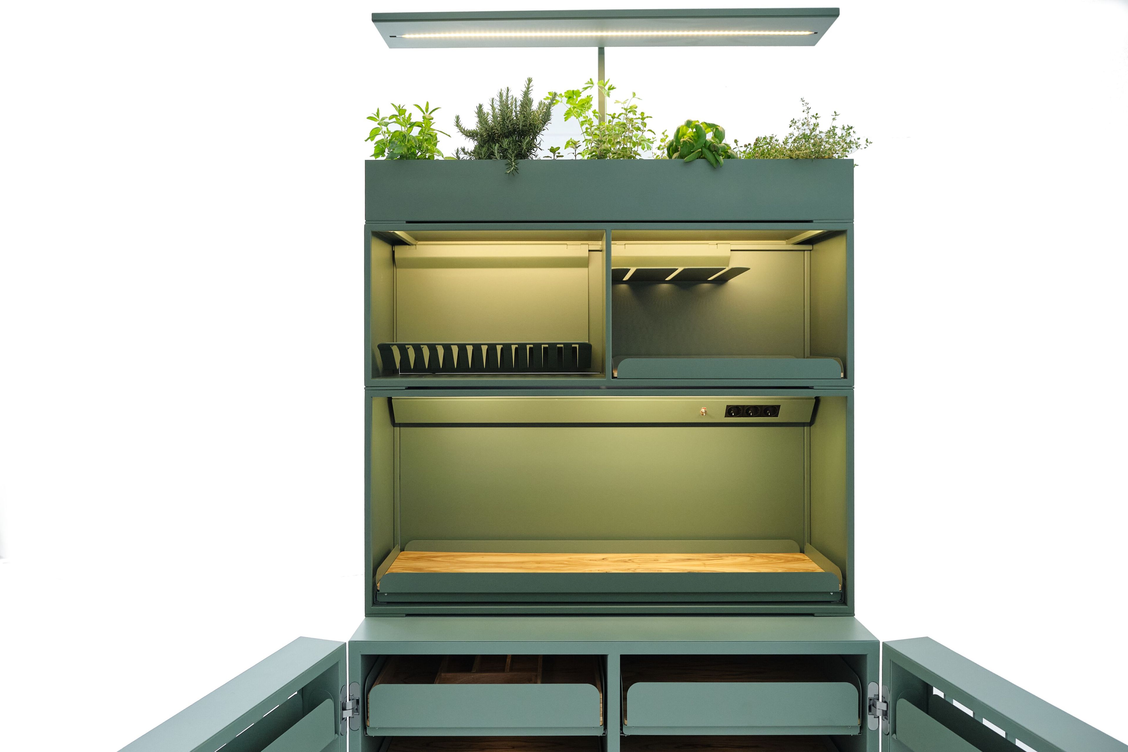 Модульный шкаф из окрашенной стали и оливкового дерева Officine Tamborrino MEMÈ ARCH-00114854 - Вид №6