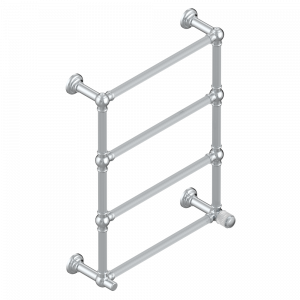 A9B-TWF4H1 Полотенцесушитель Традиционный каннелированный, 4 перекладины, 625 мм x 825 мм, водяной, с 1 декоративной крестовой рукояткой Thg-paris Jaipur с матовым хрусталём Хром