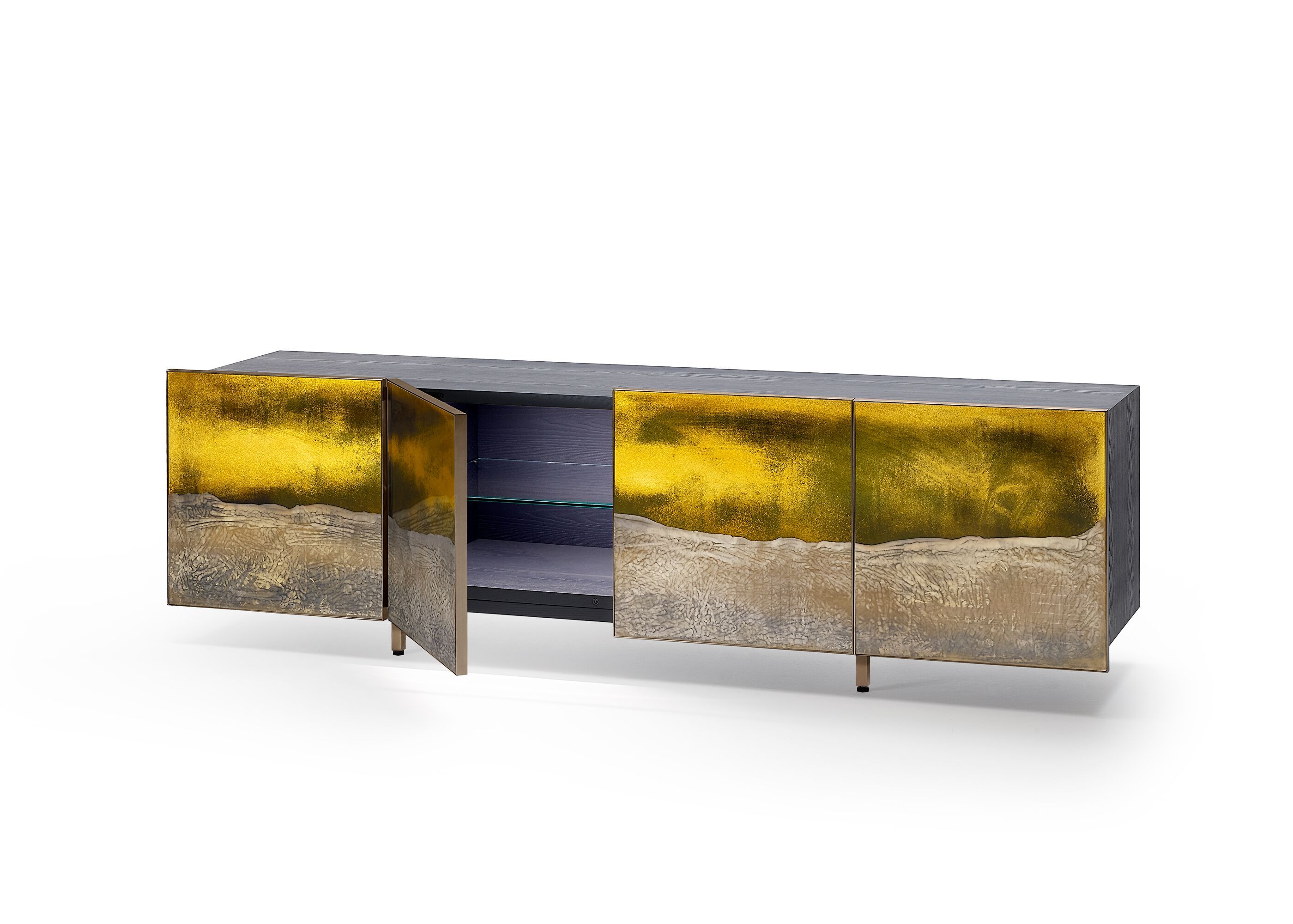 Деревянный шкаф с распашными дверями, покрытыми стеклом ARTE VENEZIANA итальянские пейзажи ARCH-00143365