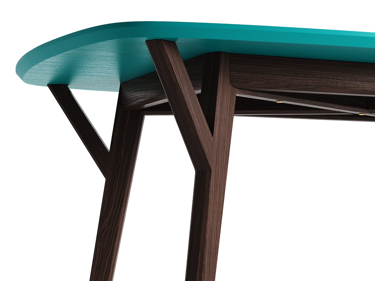Обеденный стол прямоугольный темный дуб, бирюзовый 140 см Proso THE IDEA  210033 Коричневый  - Вид №2