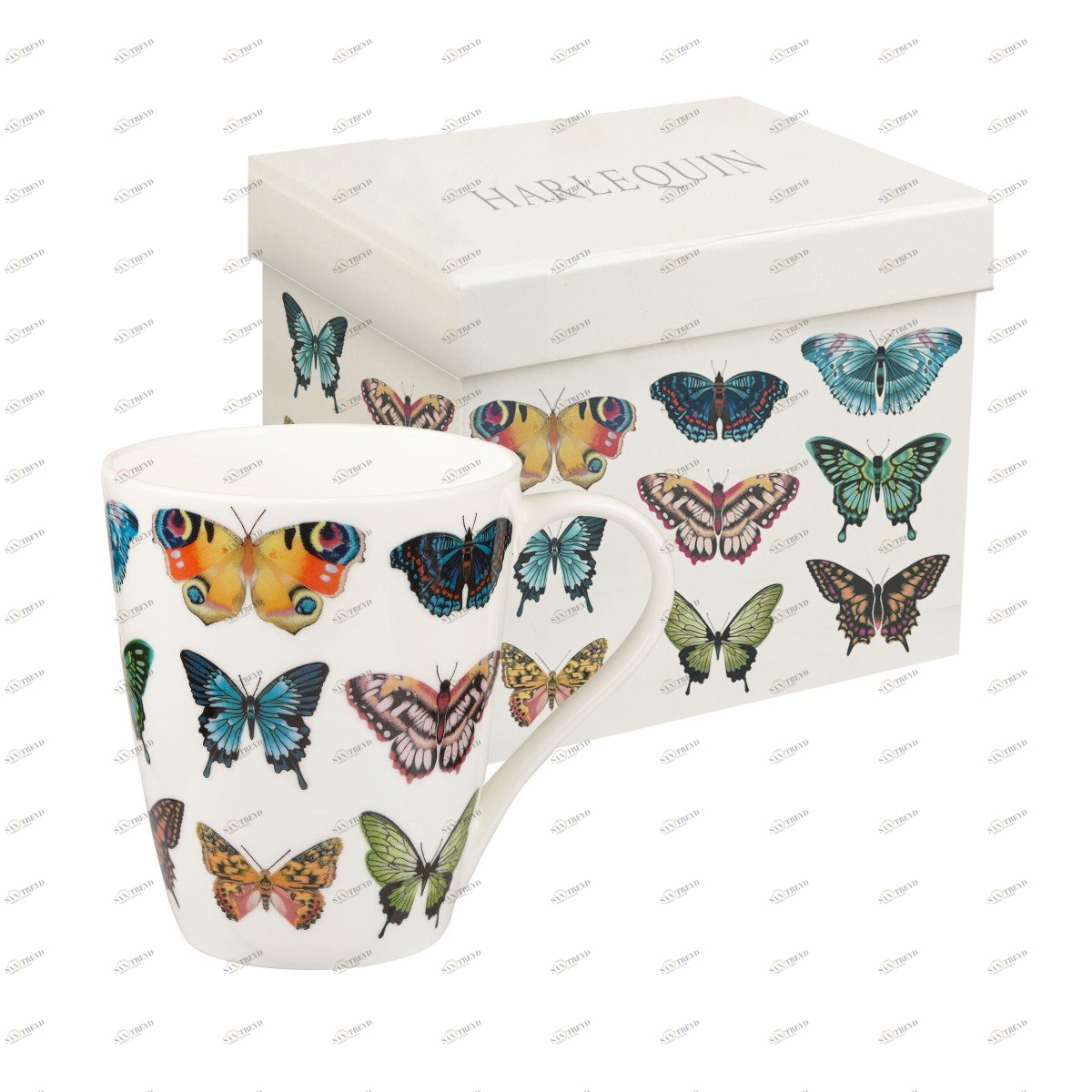 Кружка из костяного фарфора 340 мл белая "Бабочки" CHURCHILL ПТИЦЫ 00-3952075 Белый 