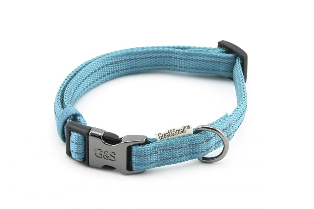 ПР0043598 Ошейник для собак со светоотражающей острочкой 20х350-550мм нейлон бирюзовый Great&Small 