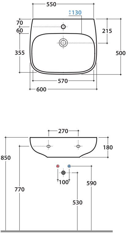 Ge046/47/60/61/70 bi Подвесная раковина настенная овальная Ceramica Globo Genesis белая - Вид №11
