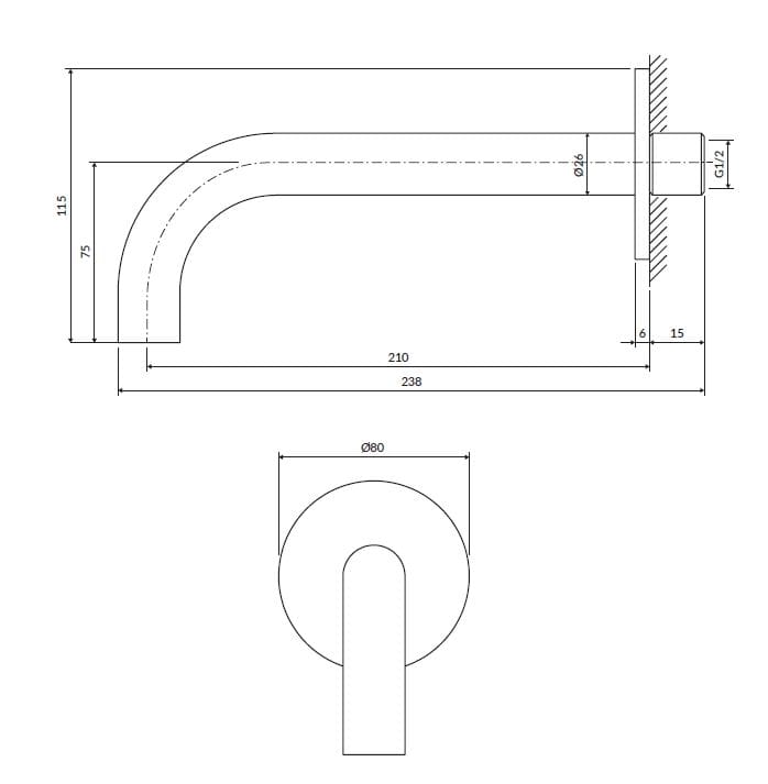 Настенный дозирующий носик для ванны OMNIRES Y WDY ARCH-00098985 - Вид №7