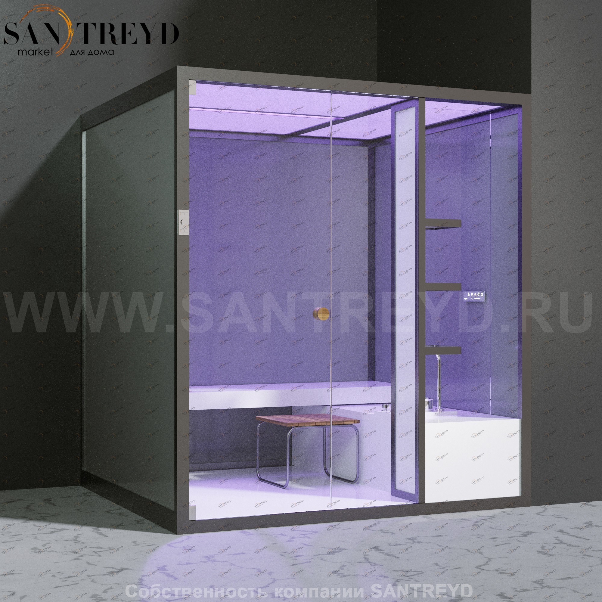 Effegibi BODYLOVE H BL30030002 Хаммам. Установка: в правый угол. Мощность: 7 кВт макс. Размеры: длина 200 см, ширина 176 см. Отделка: гладкое стекло.