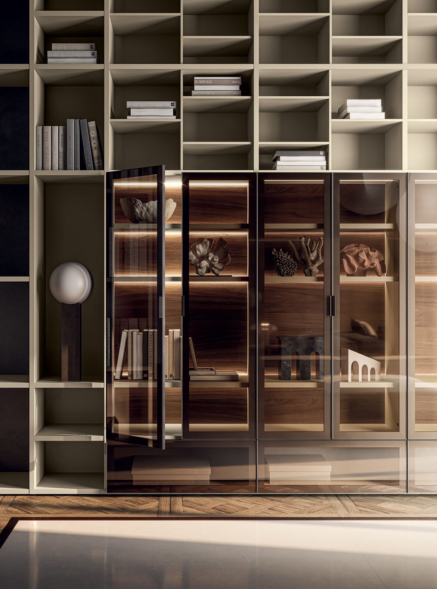 Деревянный секционный книжный шкаф с подставкой для телевизора Kico Living Systems ARCH-00075542 - Вид №1