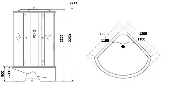 Душевая кабина NG-7744W (1200x1200х2150) высокий поддон стенки БЕЛЫЕ Niagara Luxe - Вид №6