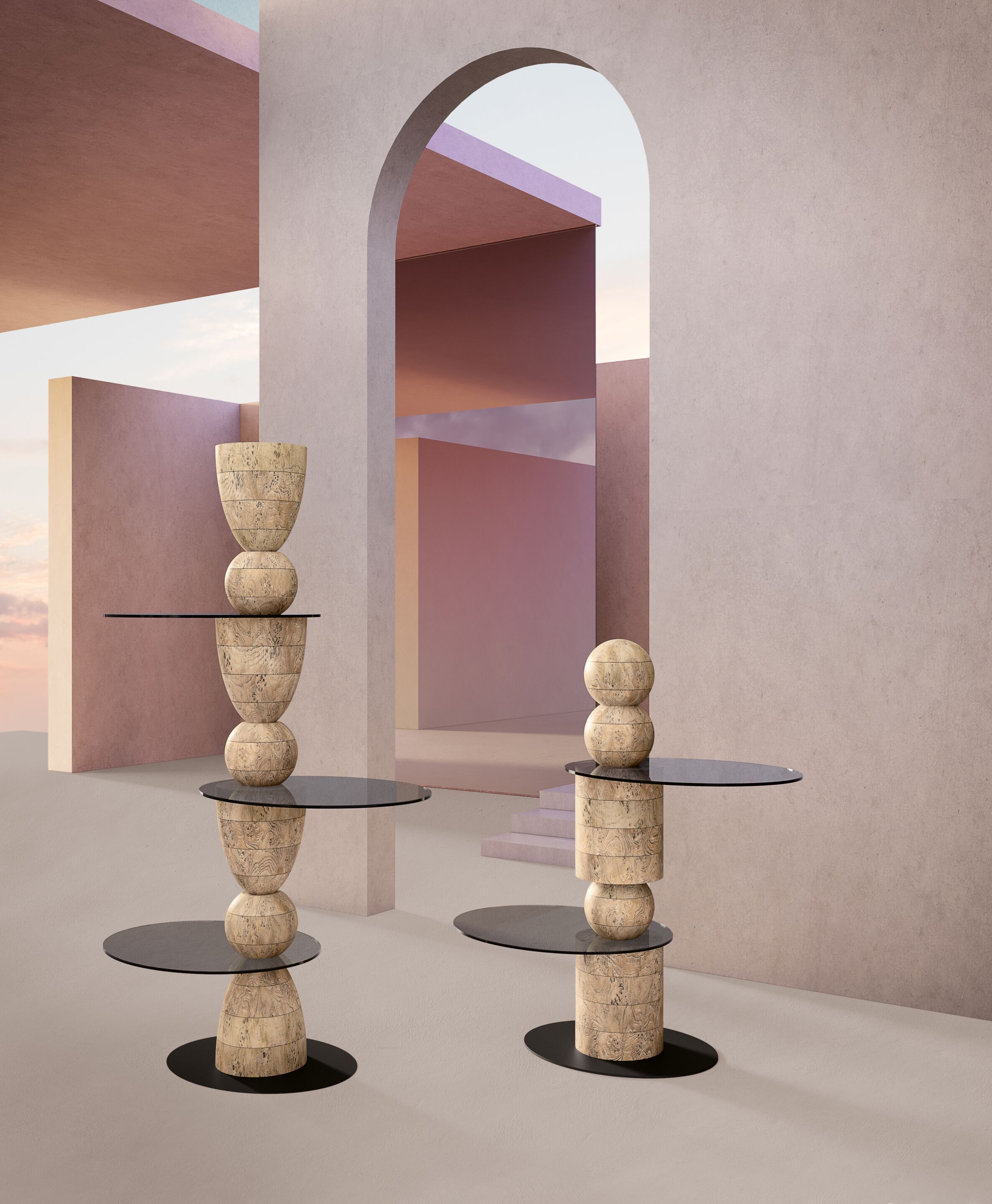 Самонесущий книжный шкаф из дерева и стекла Bizzotto Italia Нара ARCH-00066230 - Вид №2